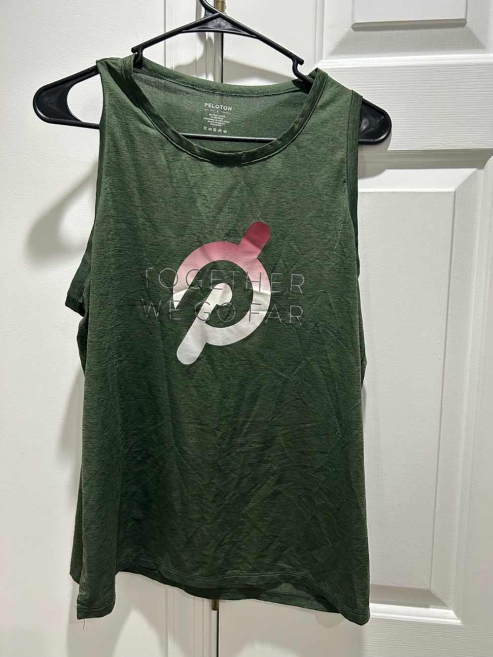 Peloton Women's Dark Olive Green Logo Muscle Tee with Gradient Accent